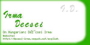 irma decsei business card